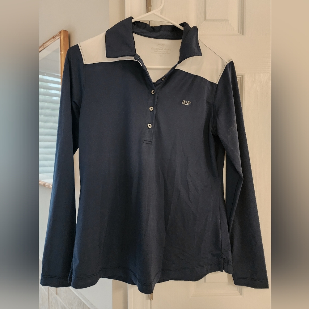 Vineyard Vines Navy and White Performance Polo
